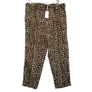 NWT Capsule Size 14 Leopard Print Loose Fit High Elastic Side Waist Ankle Pants